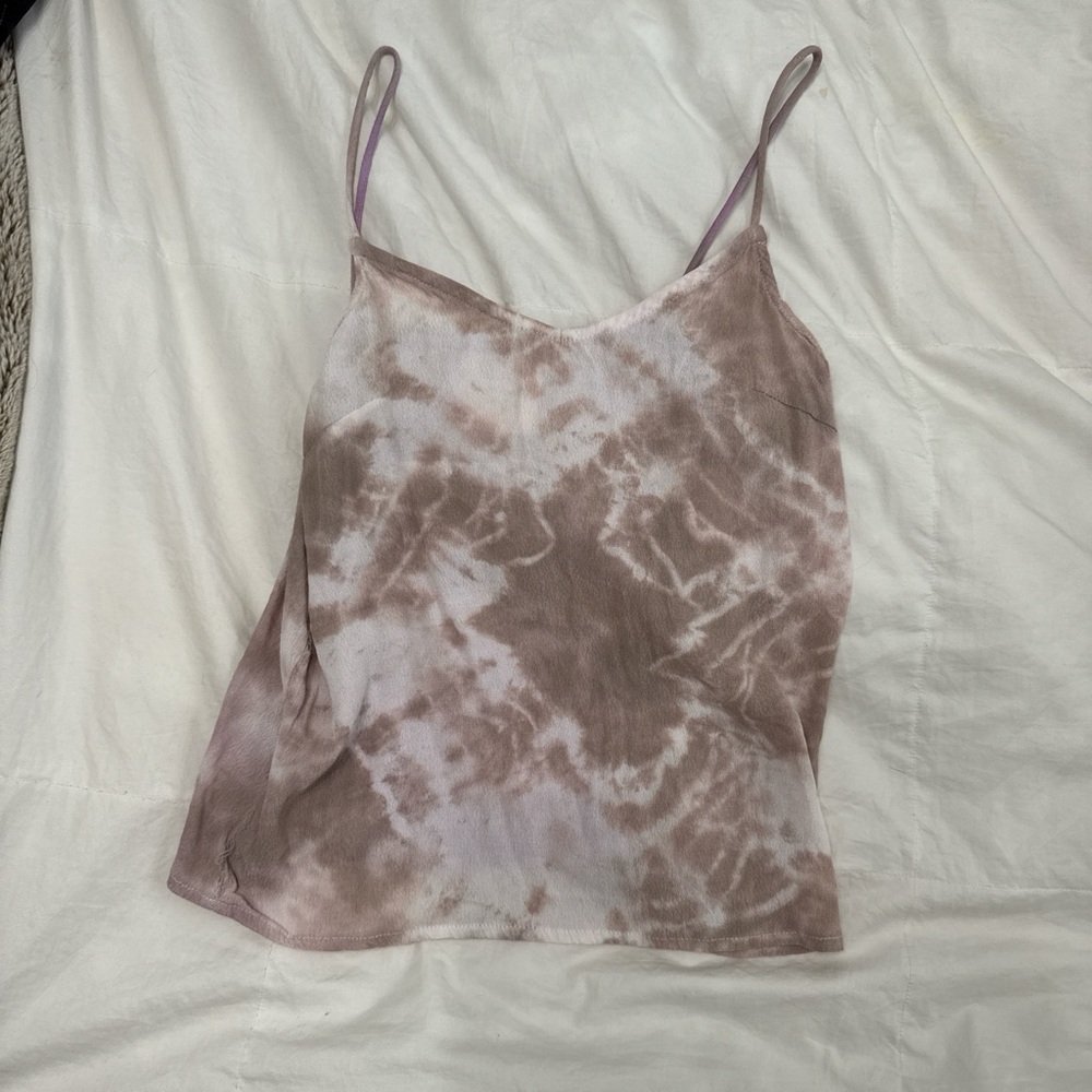Tie-Dye Spaghetti Strap Top - Pink and White